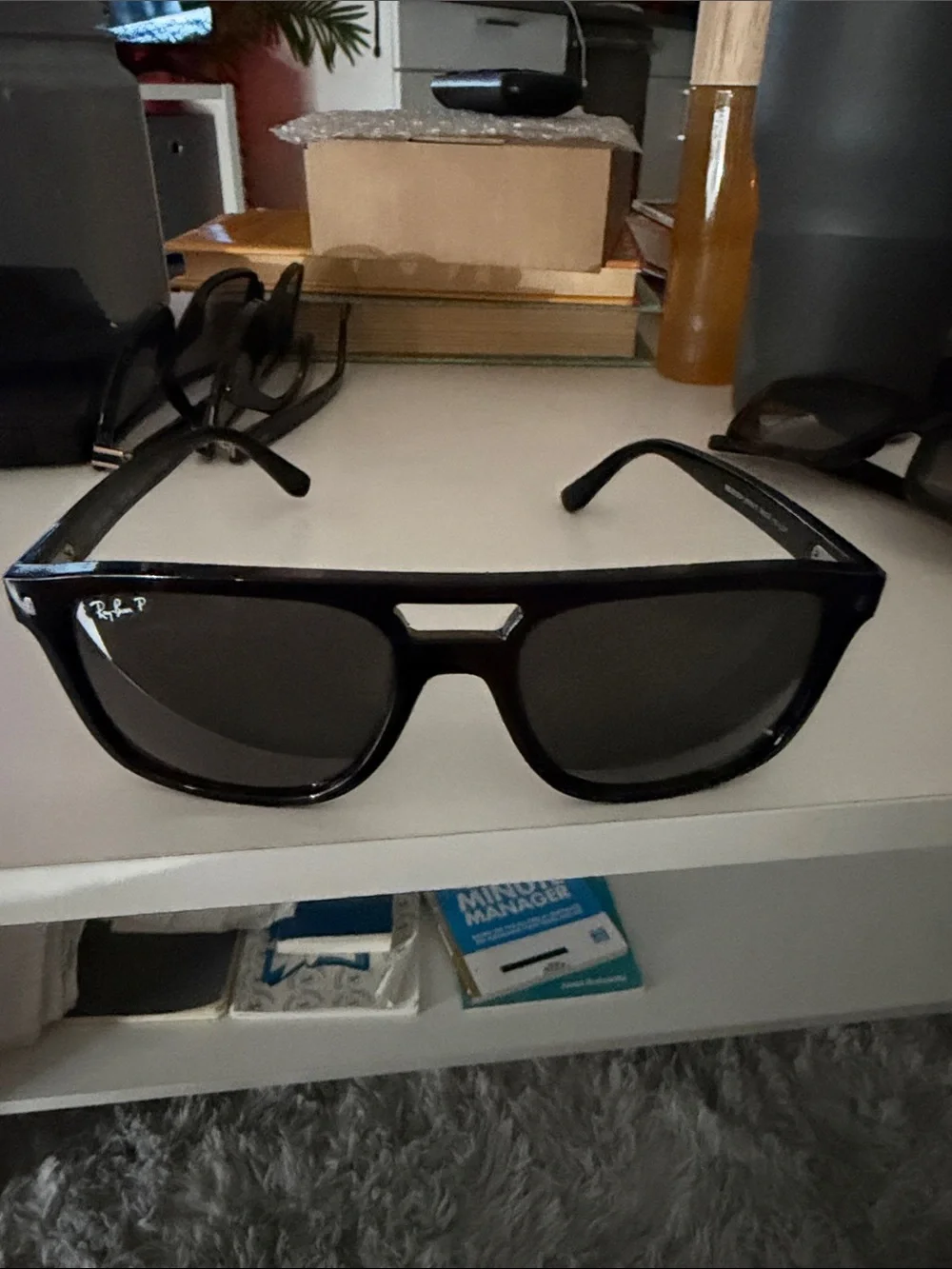 Ray-Ban Black Frame Gray Lens Sunglasses - Oversized Square